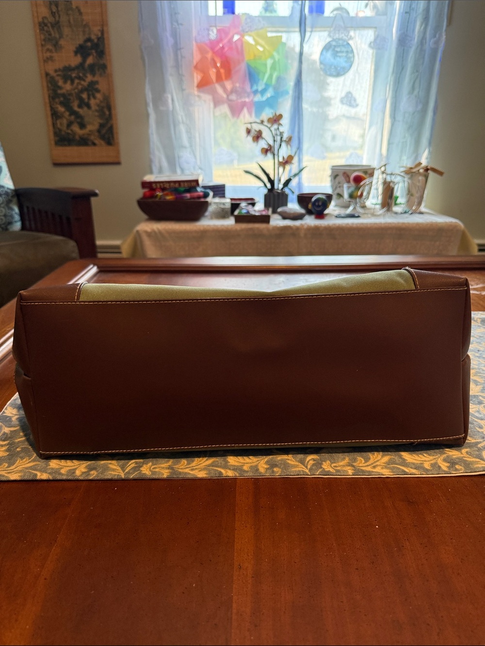 Etienne Aigner Olive Green Canvas Weekender Bag with Brown Trim - vintage - Picture 4 of 9